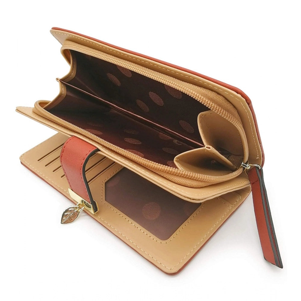 Generic Women's Faux Leather Medium Snap Button Wallet (Brown) Secondary image