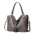 Generic Women's PU Leather Large Shoulder Zipper Handbag (Grey)