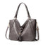 Generic Women's PU Leather Large Shoulder Zipper Handbag (Grey)