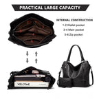 Generic Women's PU Leather Large Shoulder Zipper Handbag (Black)