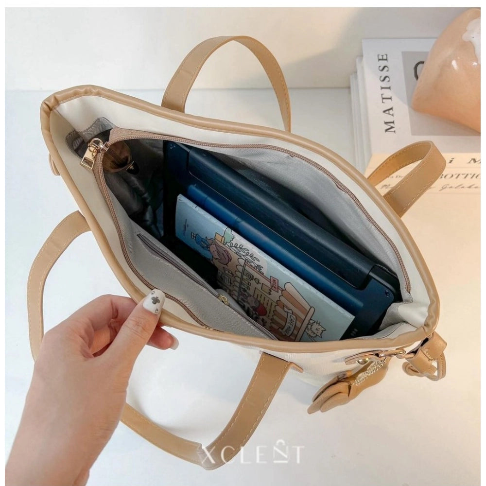 Generic Women's Canvas Medium Shoulder Zipper Handbag (White)