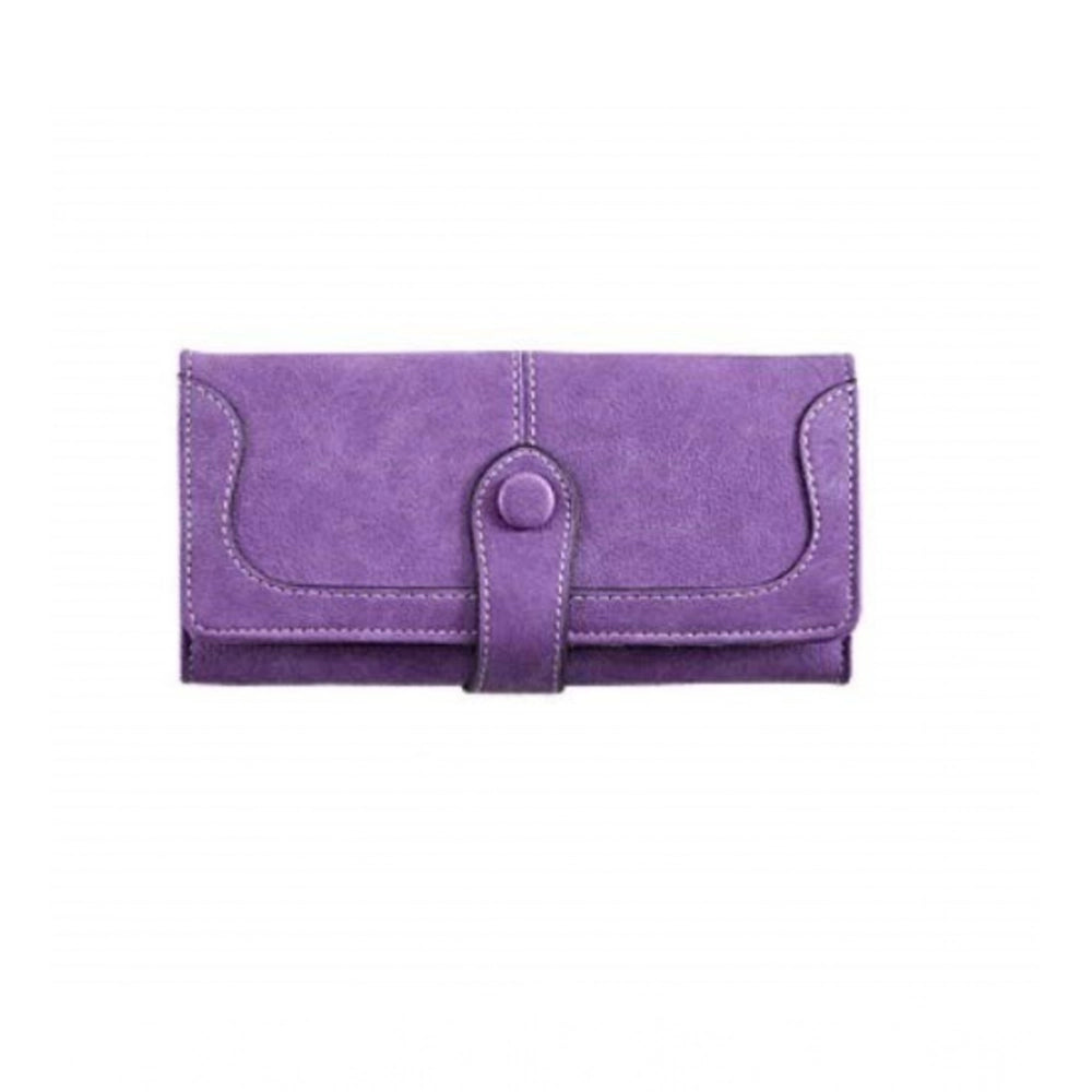 Generic Women's Faux Leather Medium Snap Button Wallet (Purple) Main image