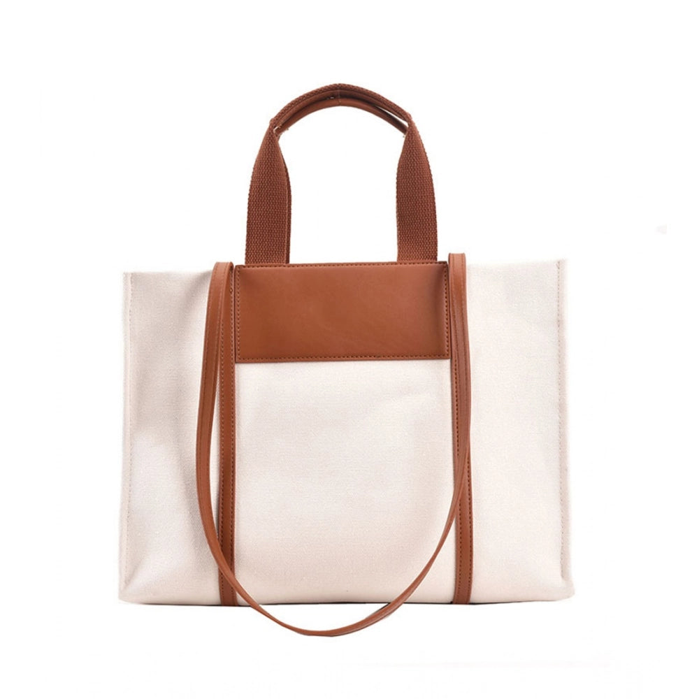 Generic Women's Canvas Medium Top handle Satchel Zipper Handbag (White) Main image