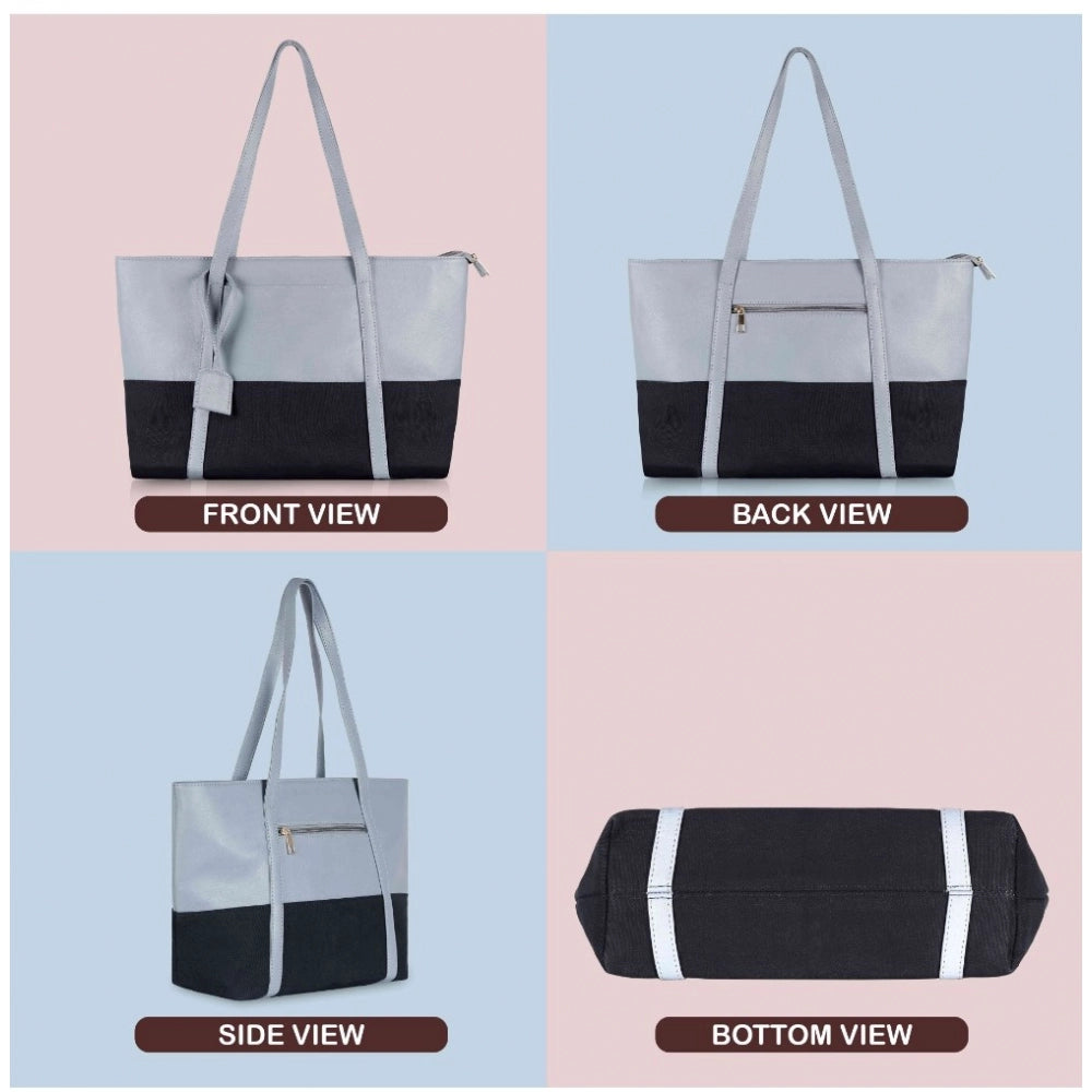 Generic Women's Faux Leather Large Shoulder Zipper Handbag (Light Blue) Secondary image