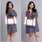 Generic Women's Canvas Medium Top handle Satchel Zipper Handbag (White)