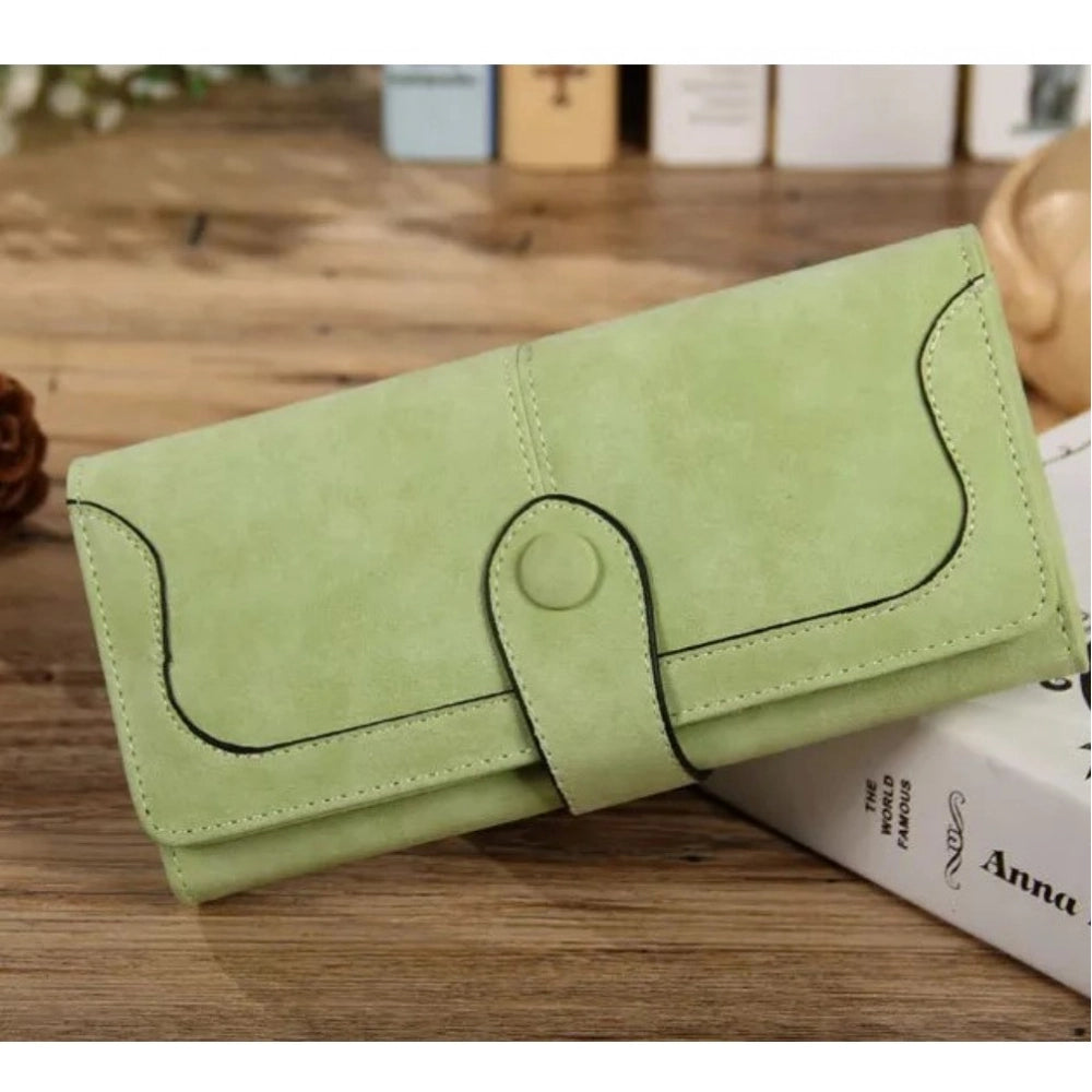 Generic Women's Faux Leather Medium Snap Button Wallet (Green) Secondary image