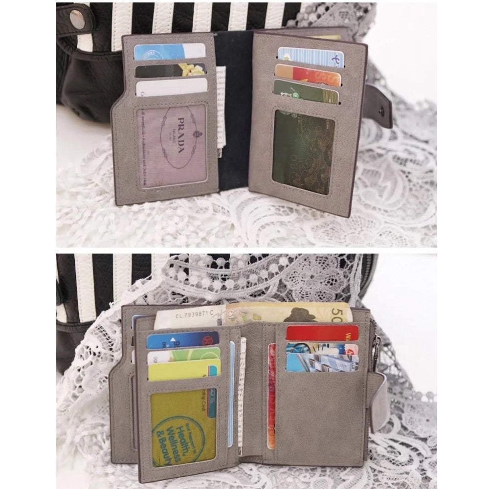 Generic Women's Vegan Leather Small Zipper Wallet (Grey) Secondary image