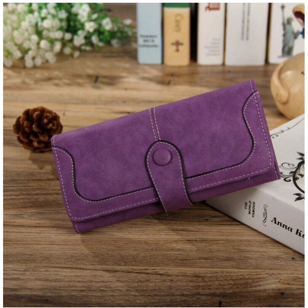 Generic Women's Faux Leather Medium Snap Button Wallet (Purple) Secondary image