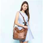 Generic Women's PU Leather Large Shoulder Zipper Handbag (Brown)