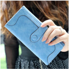 Generic Women's Faux Leather Medium Snap Button Wallet (Blue)