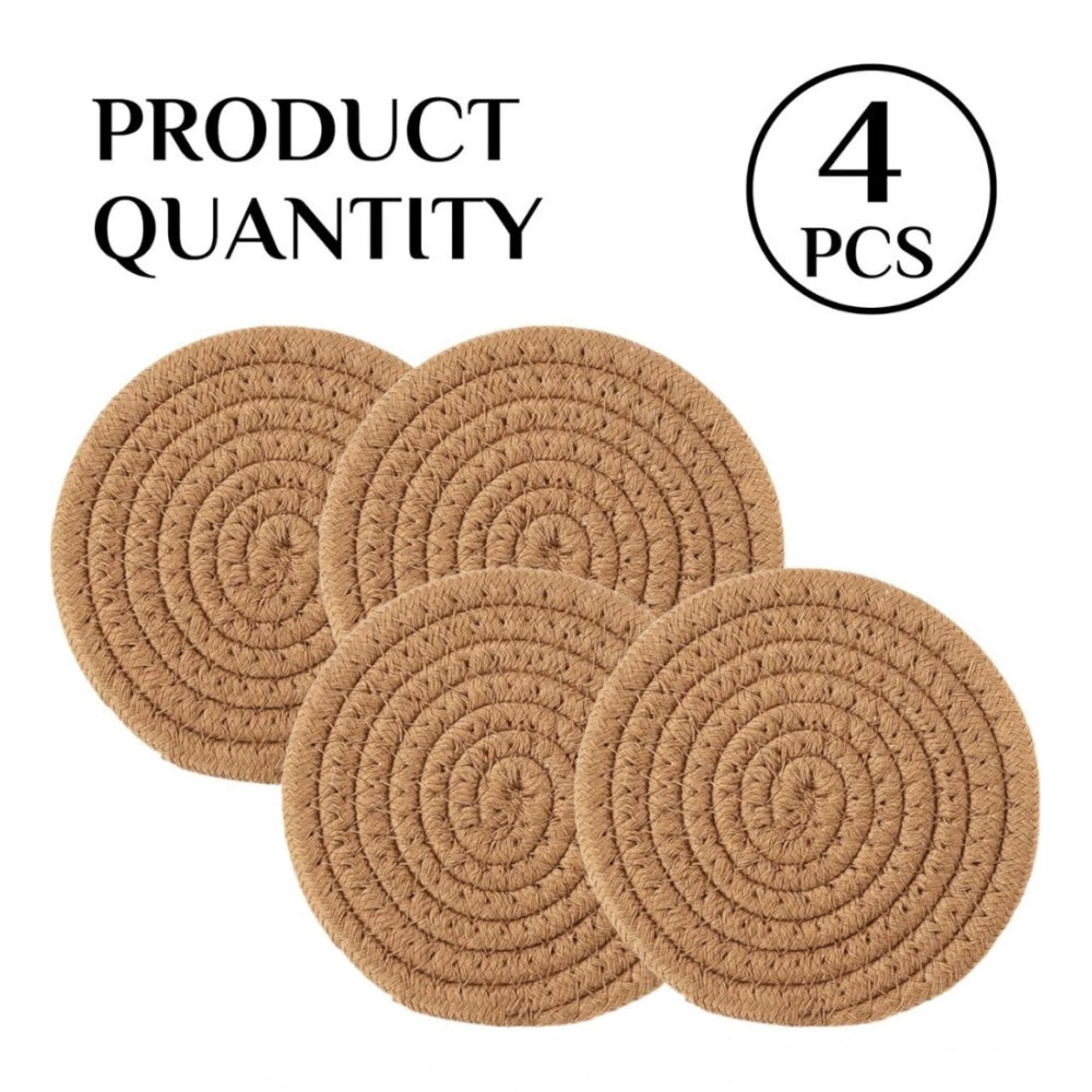 Generic Cotton Rope Drink Coasters 4 Pcs Set (Beige) Main image