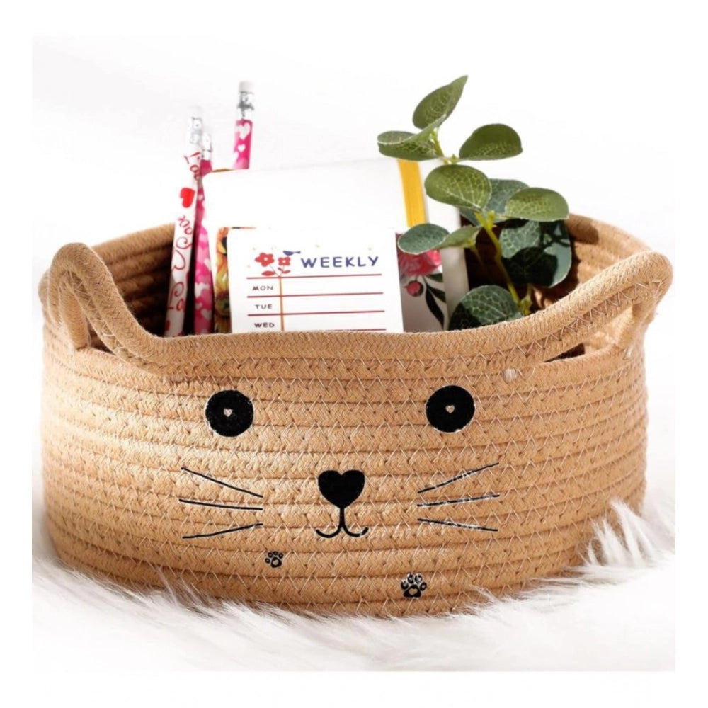 Generic Cotton Small Cat With Face Basket Pack of 1 (Beige) Secondary image