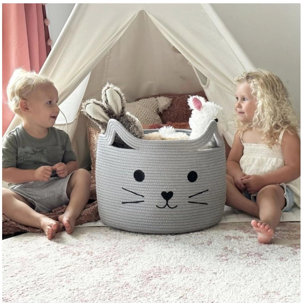 Generic Cotton Large Storage Cat Basket 15x11 Inch Pack of 1 (Grey) Secondary image