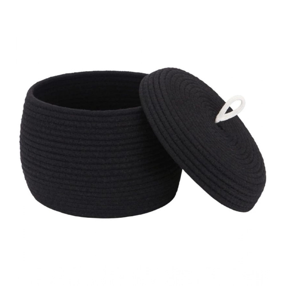 Generic Cotton Bear Shaped Storage Matka Basket With Lid Pack of 1 (Black) Main image