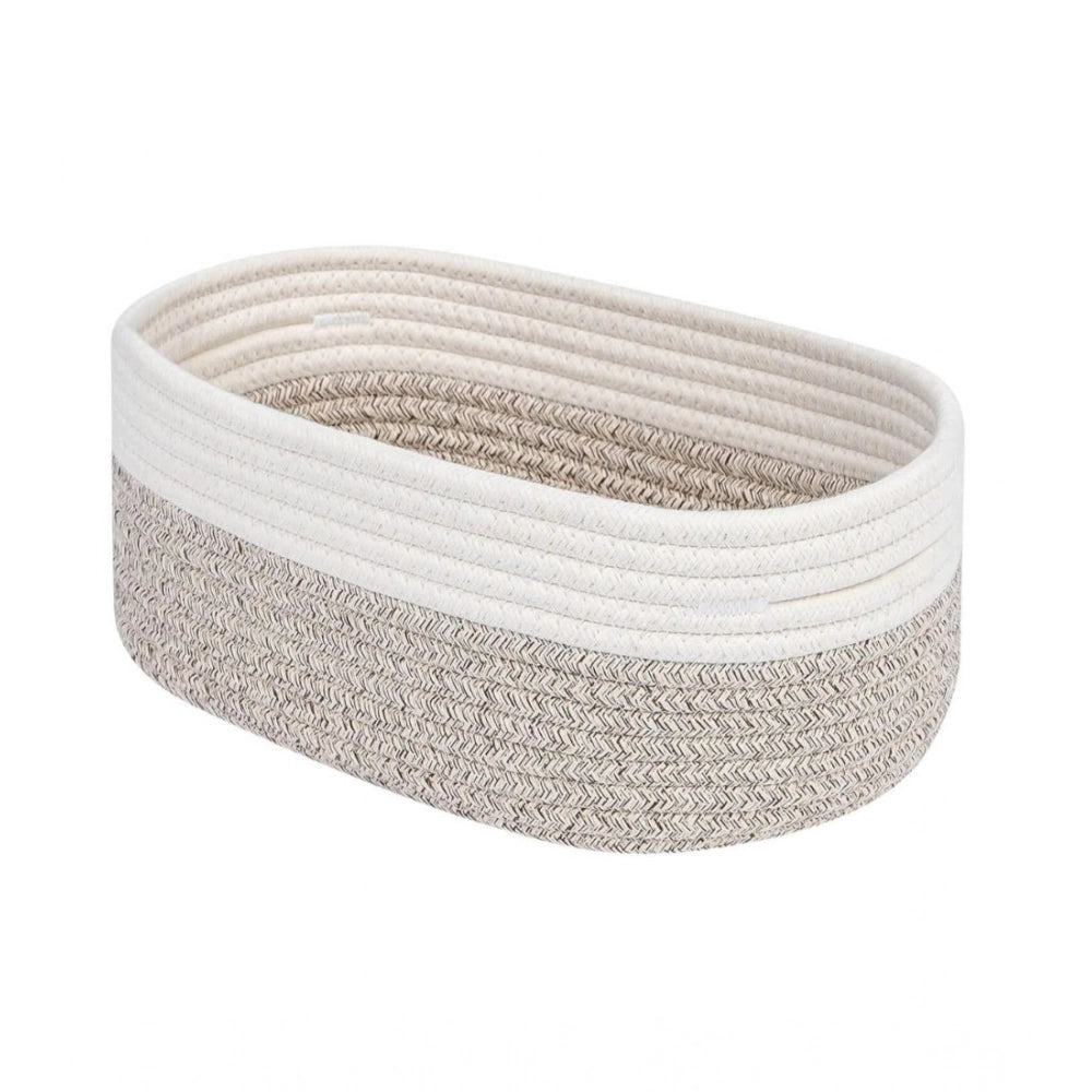 Generic Cotton Oval Storage Rope Woven Baskets Pack of 1 (White Mix) Main image