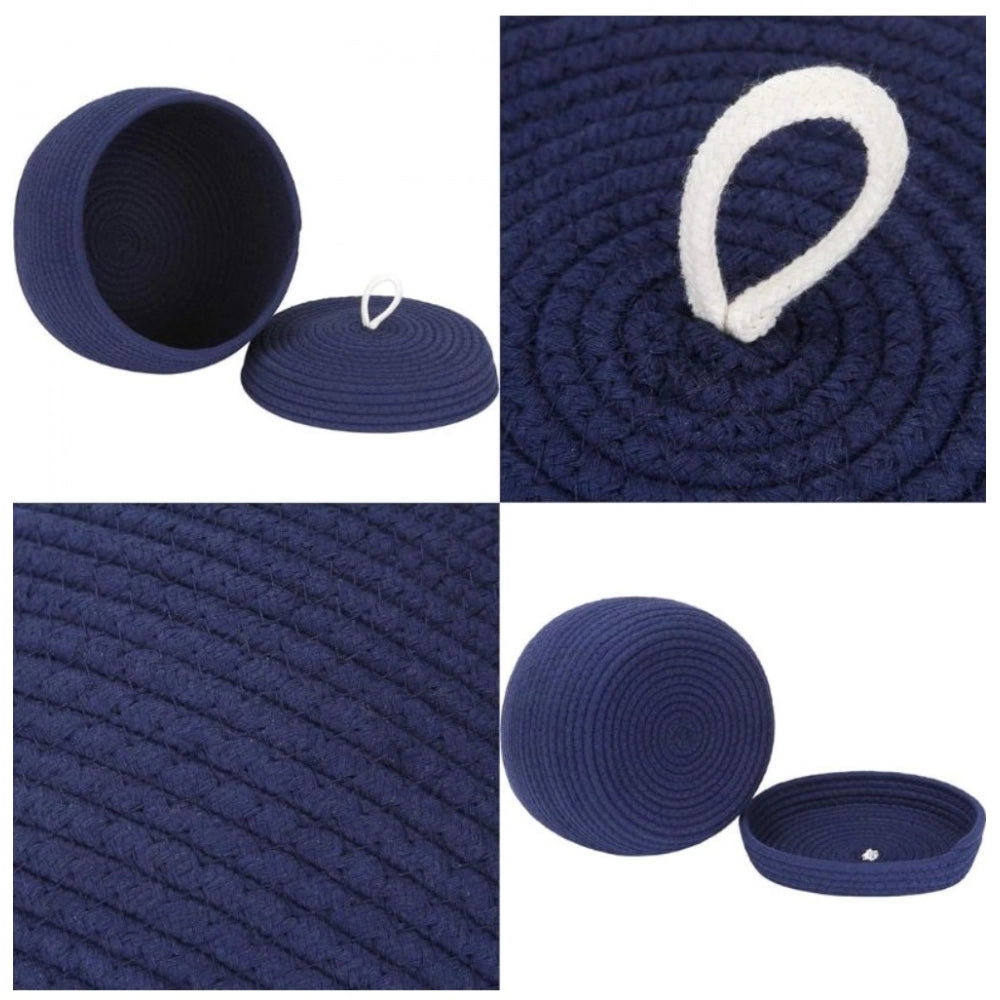 Generic Cotton Bear Shaped Storage Matka Basket With Lid Pack of 1 (Blue) Secondary image