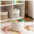 Generic Cotton Storage Rope Woven Baskets 9x7 Inch Pack of 1 (White)