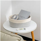 Generic Cotton Oval Storage Rope Woven Baskets Pack of 1 (Grey White)