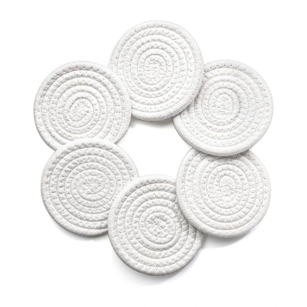 Generic Cotton Rope Drink Coasters 6 Pcs Set (White) Main image