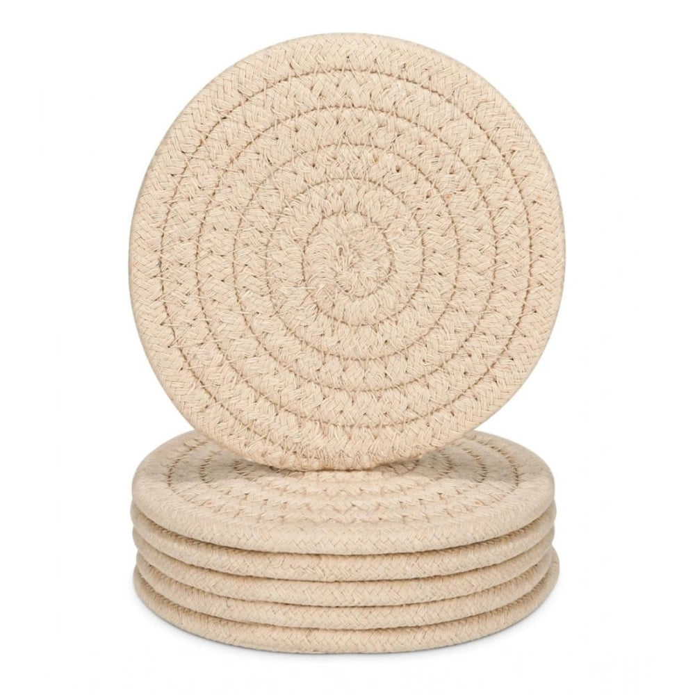 Generic Cotton Rope Drink Coasters 6 Pcs Set (Cream) Main image
