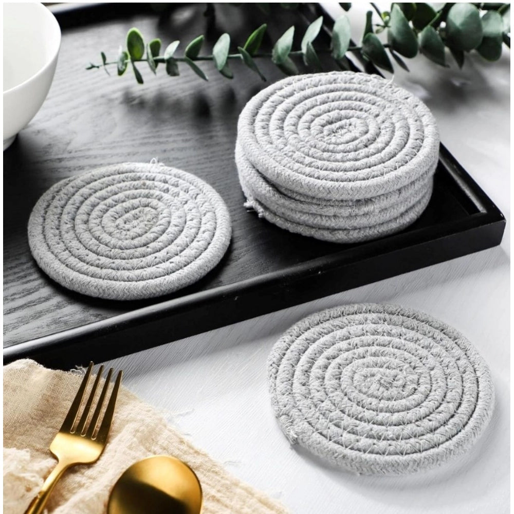 Generic Cotton Rope Drink Coasters 6 Pcs Set (Grey) Secondary image