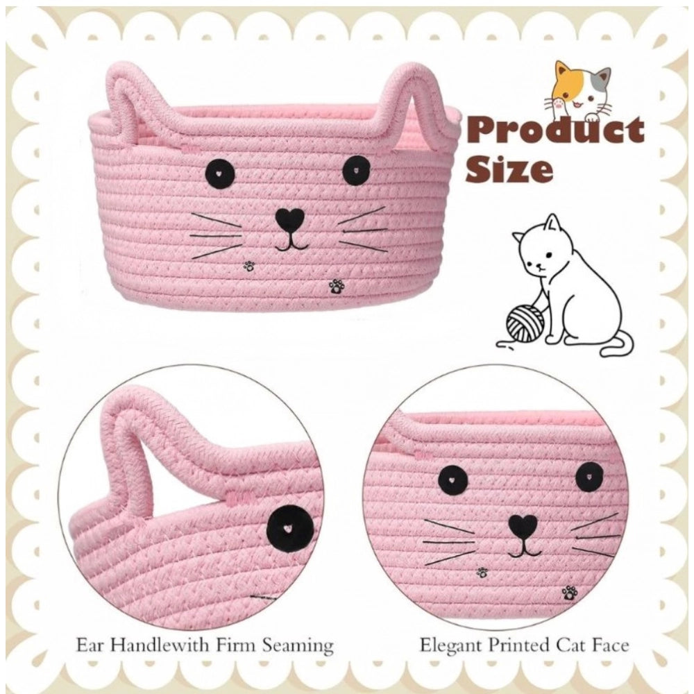 Generic Cotton Small Cat With Face Basket Pack of 1 (Pink) Secondary image