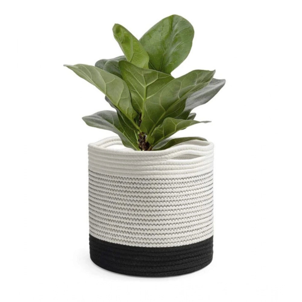 Generic Cotton Large Woven Storage Basket 10x10 Inch Pack of 1 (White) Main image
