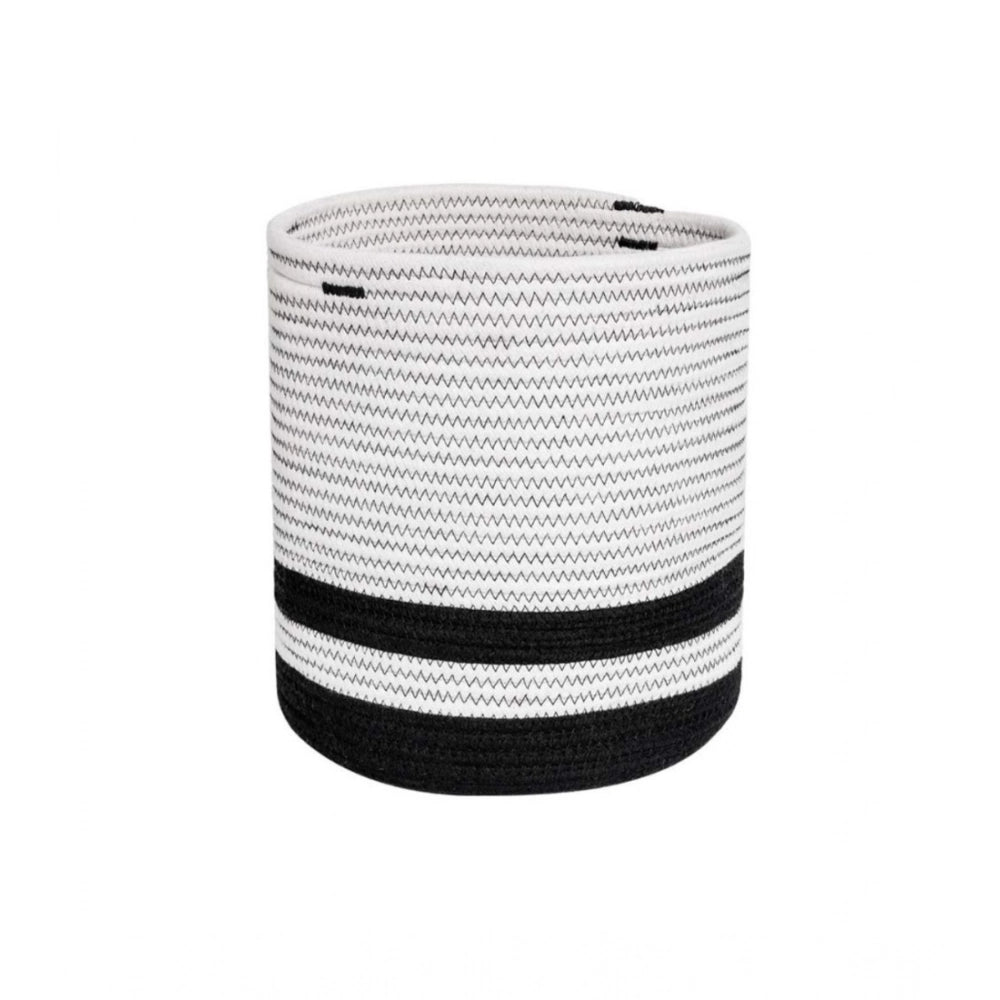 Generic Cotton Large Woven Storage Basket 10x10 Inch Pack of 1 (Black &amp; White) Main image