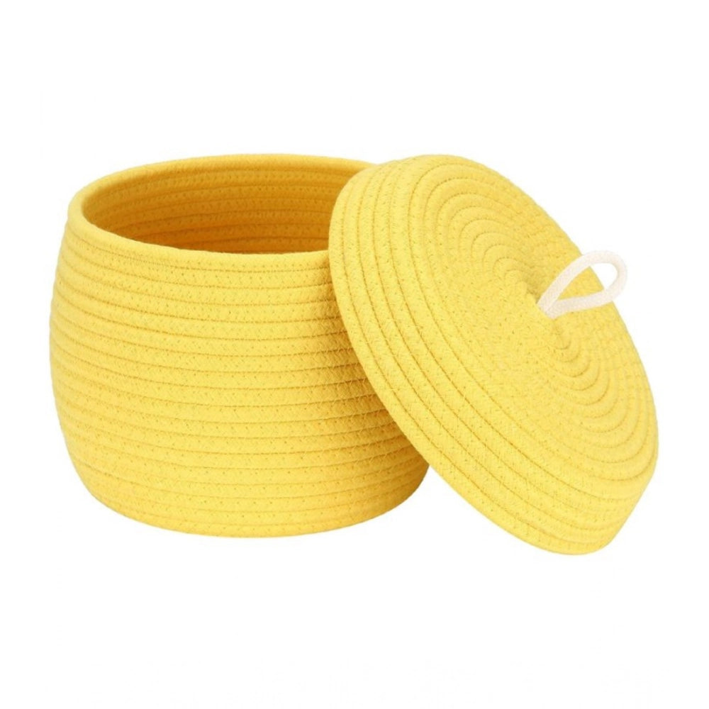 Generic Cotton Bear Shaped Storage Matka Basket With Lid Pack of 1 (Yellow) Main image
