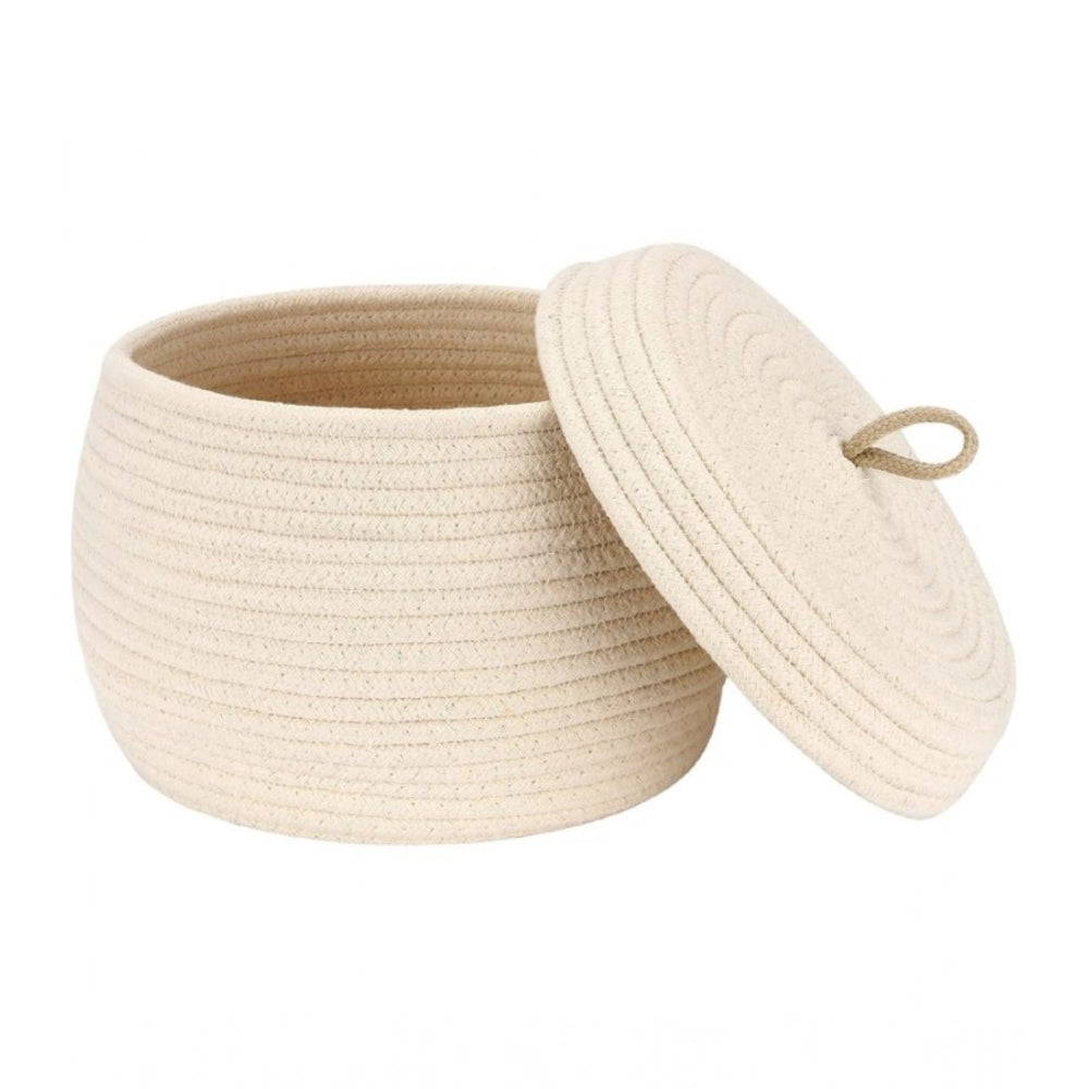 Generic Cotton Bear Shaped Storage Matka Basket With Lid Pack of 1 (Beige) Main image