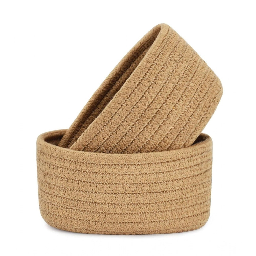 Generic Cotton Storage Rope Woven Baskets Pack of 2 (Beige) Main image