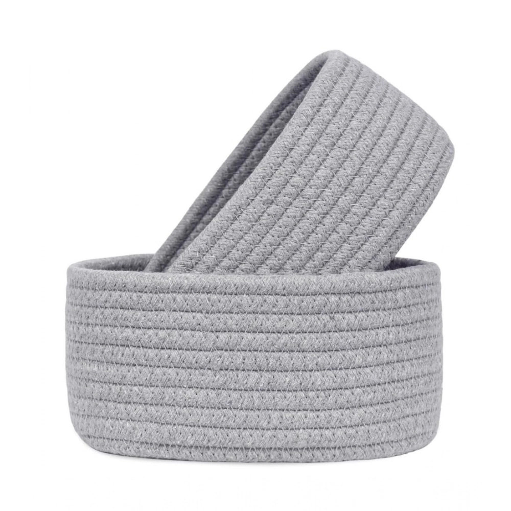 Generic Cotton Storage Rope Woven Baskets Pack of 2 (Grey) Main image
