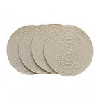 Generic Cotton Dining Table Round Placemat Mats Set of 4 (Beige White)