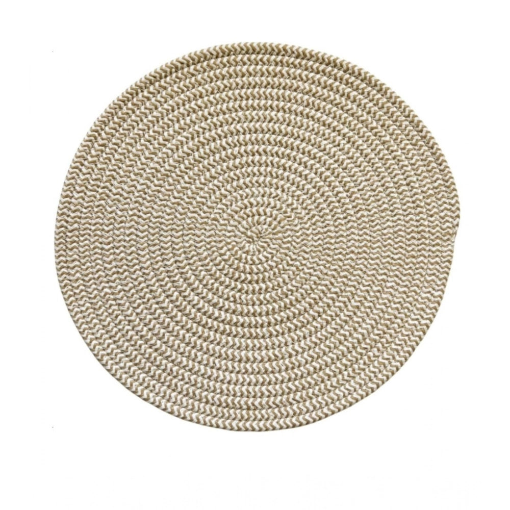 Generic Cotton Dining Table Round Placemat Mats Set of 4 (Beige White) Secondary image