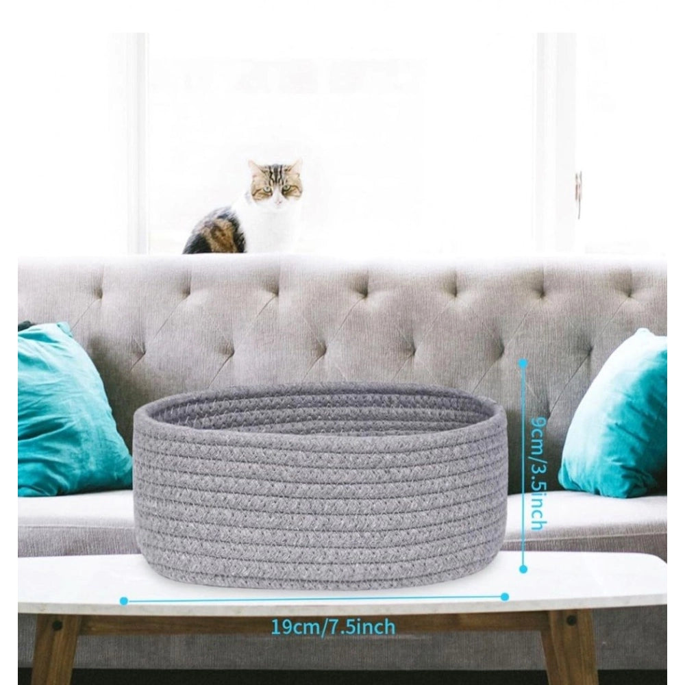 Generic Cotton Storage Rope Woven Baskets Pack of 2 (Grey)