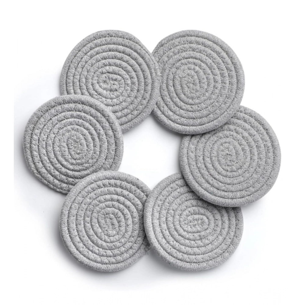 Generic Cotton Rope Drink Coasters 6 Pcs Set (Grey) Main image