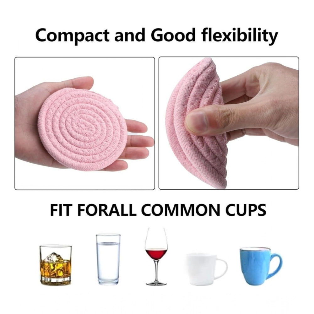 Generic Cotton Rope Drink Coasters 6 Pcs Set (Pink) Secondary image
