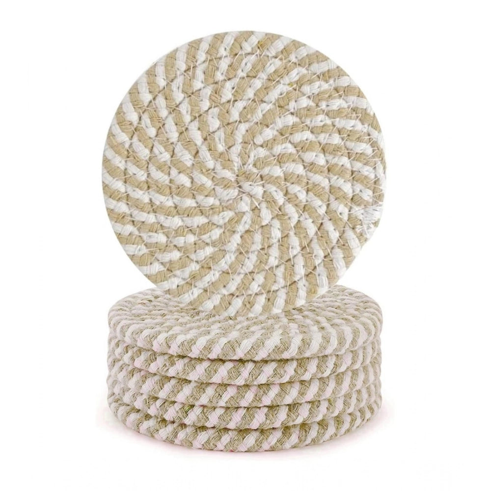 Generic Cotton Rope Drink Coasters 6 Pcs Set (Beige White) Main image