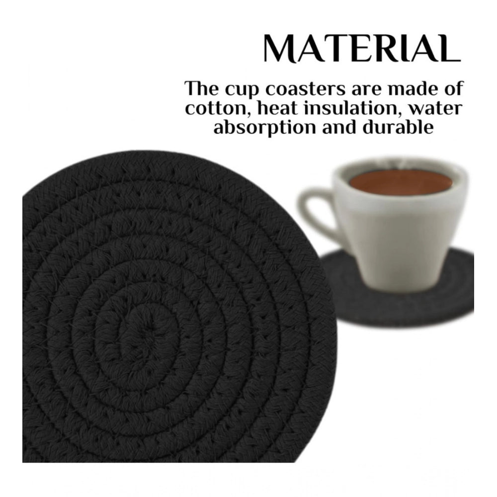 Generic Cotton Rope Drink Coasters 4 Pcs Set (Black) Secondary image