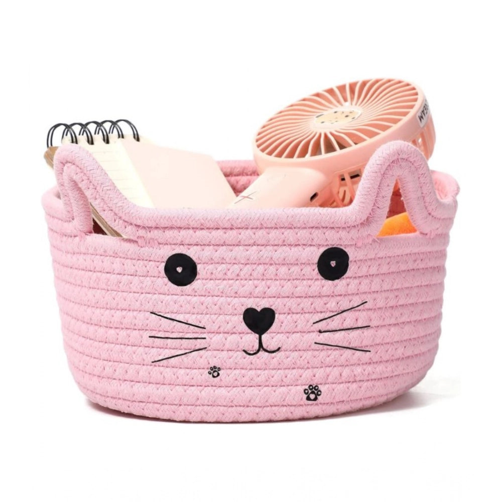 Generic Cotton Small Cat With Face Basket Pack of 1 (Pink) Main image