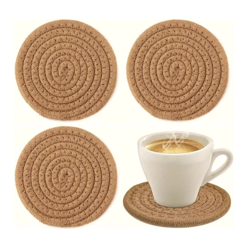 Generic Cotton Rope Drink Coasters 4 Pcs Set (Beige) Secondary image