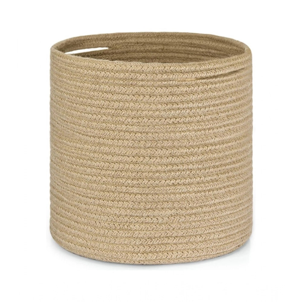 Generic Cotton Large Woven Storage Basket 11x11 Inch Pack of 1 (Beige) Main image