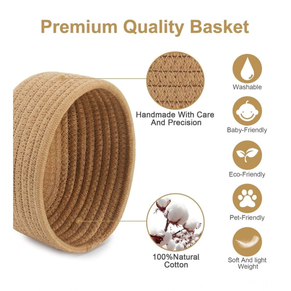 Generic Cotton Storage Rope Woven Baskets Pack of 2 (Beige) Secondary image