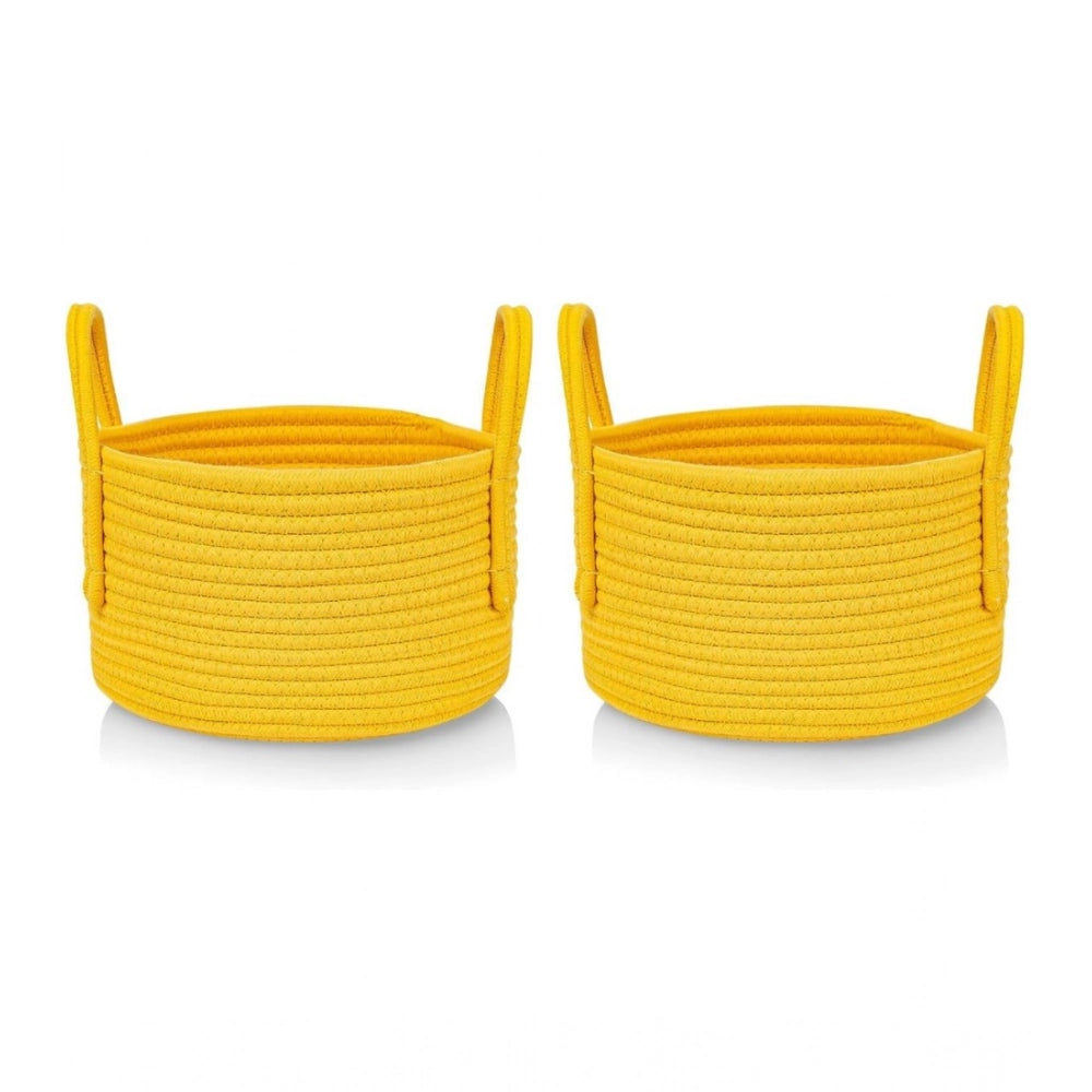 Generic Cotton Round Storage Rope Woven Baskets Pack of 2 (Yellow) Main image