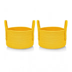 Generic Cotton Round Storage Rope Woven Baskets Pack of 2 (Yellow)