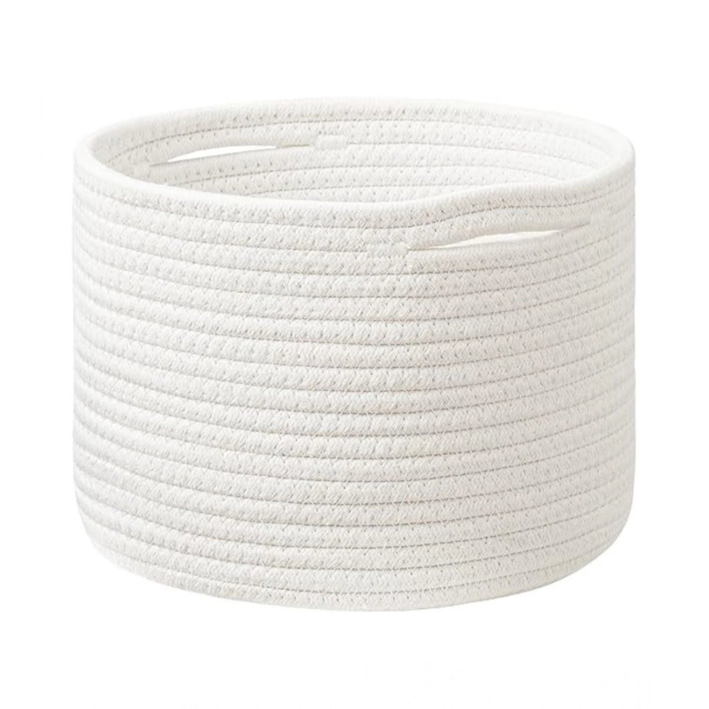 Generic Cotton Storage Rope Woven Baskets 9x7 Inch Pack of 1 (White) Main image