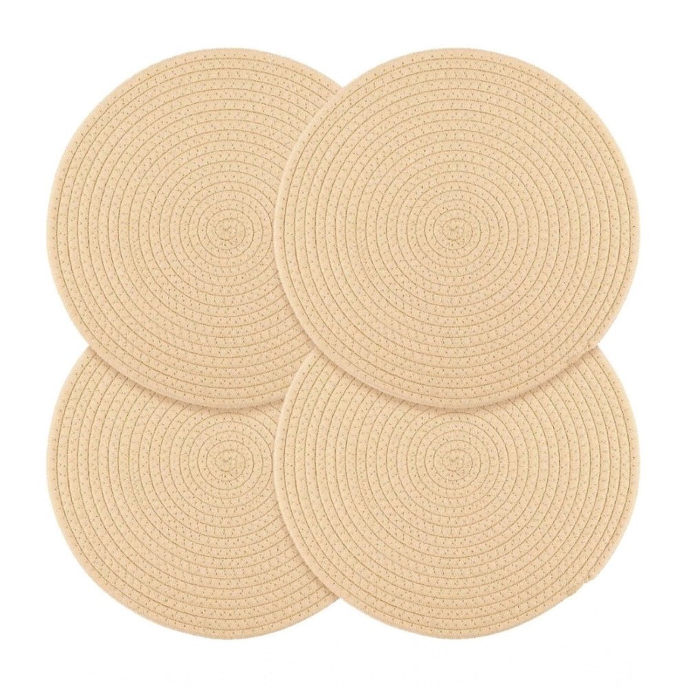 Generic Cotton Dining Table Round Placemat Mats Set of 4 (Cream) Main image