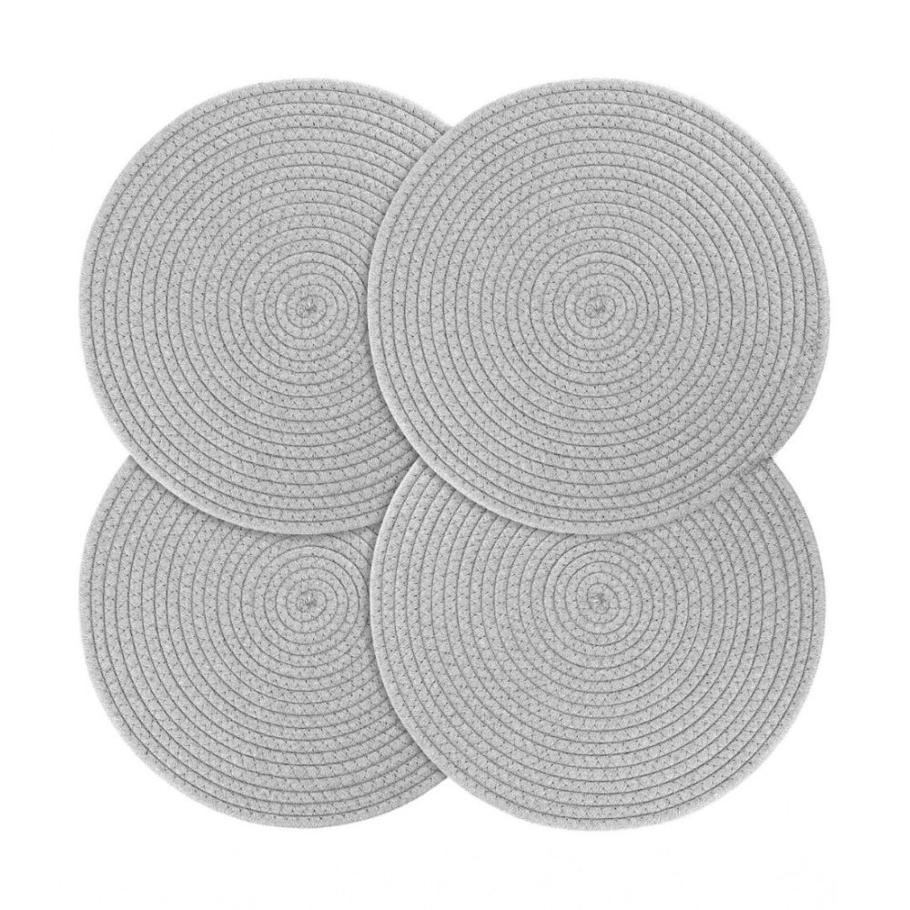 Generic Cotton Dining Table Round Placemat Mats Set of 4 (Grey) Main image