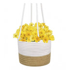 Generic Cotton Hanging Planter Flower Basket Pack of 1 (Beige White)