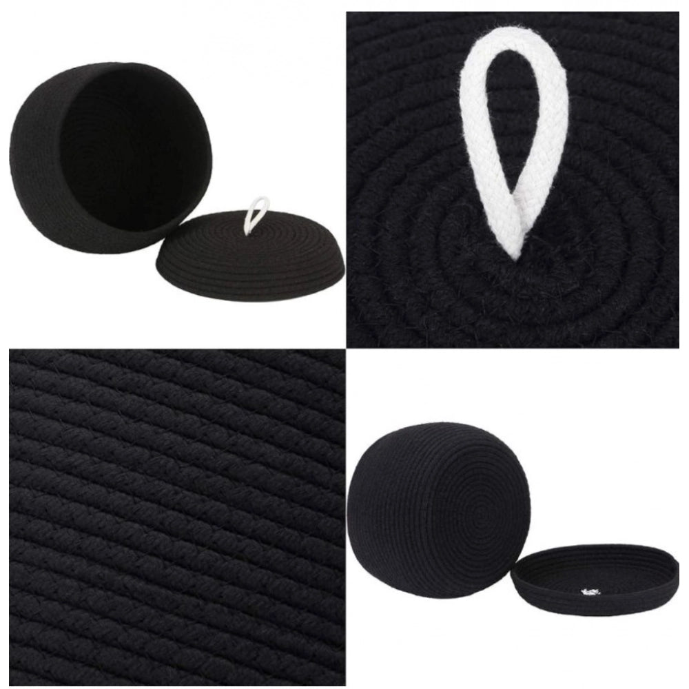 Generic Cotton Bear Shaped Storage Matka Basket With Lid Pack of 1 (Black) Secondary image